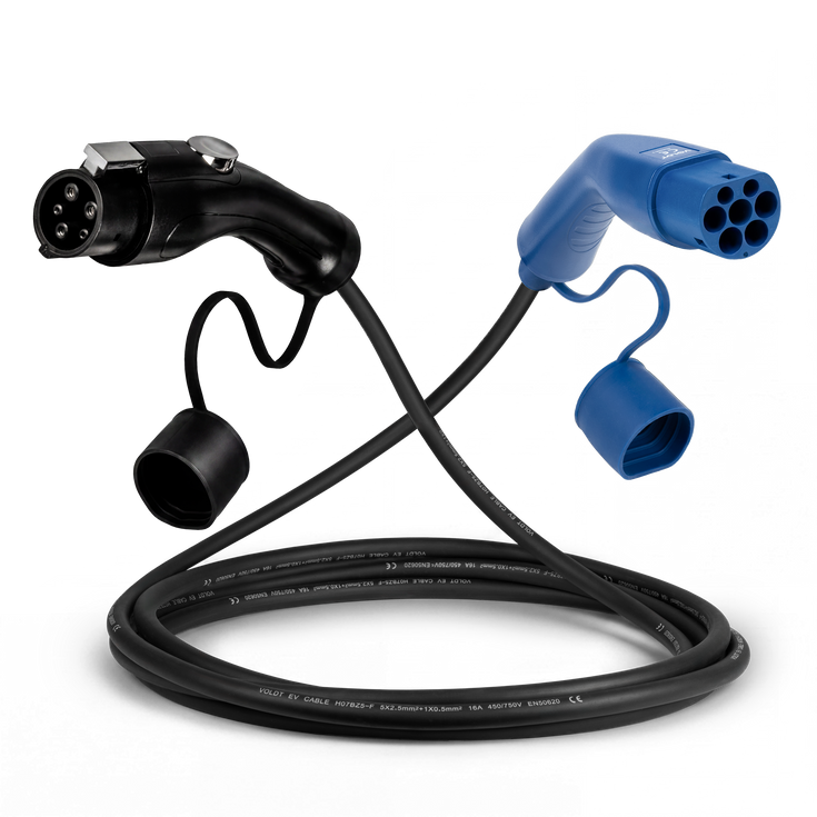 Typ 1 - Typ 2 | 1 Phase | 16A | 3,7kW Ladekabel