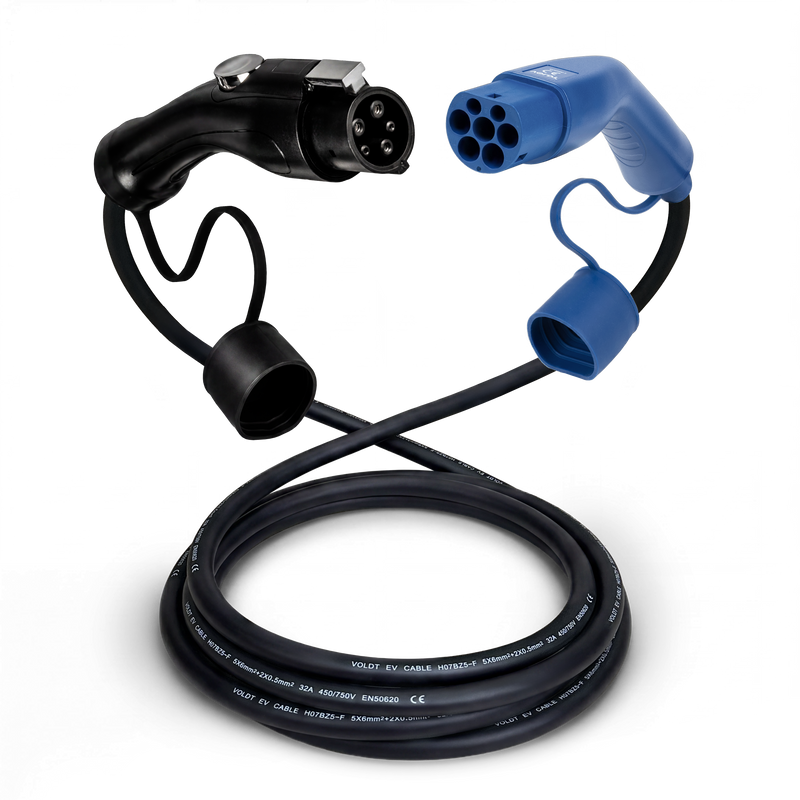 Typ 1 - Typ 2 | 1 Phase | 32a | 7,4kW Ladekabel