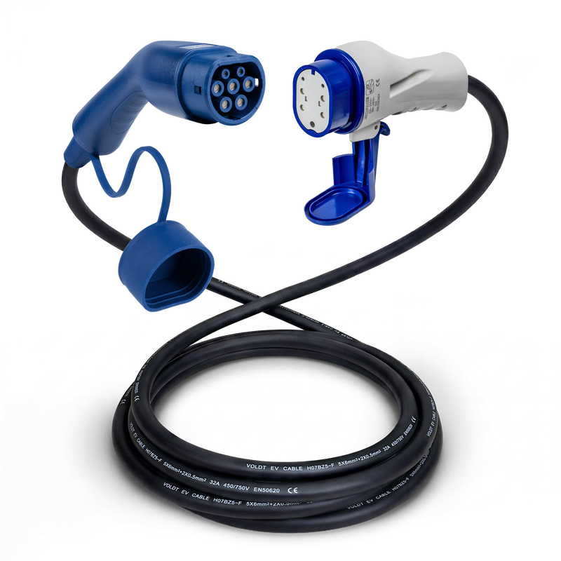 Typ 2 - Typ 3 | Mode 3 | 32a | 22kW Ladekabel